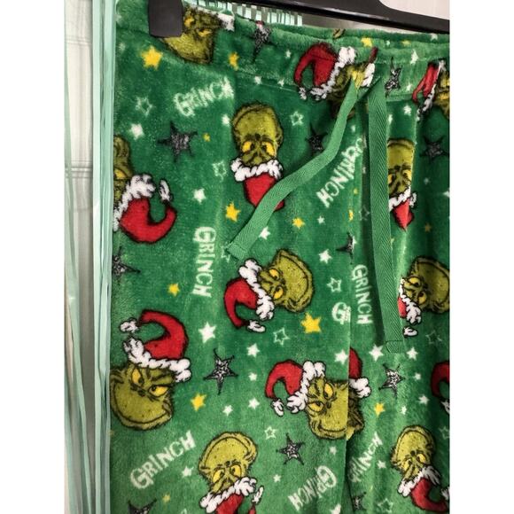 Unisex Grinch Pajama Set, “Naughty” Red Sweatshirt, Green Pants, Large - Picture 5 of 7